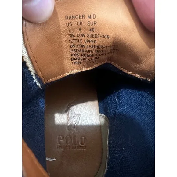 Sold Polo Country Ralph Lauren Suede Ranger Mid Boots Mens 7 Corduroy Lace Up - Picture 6 of 16